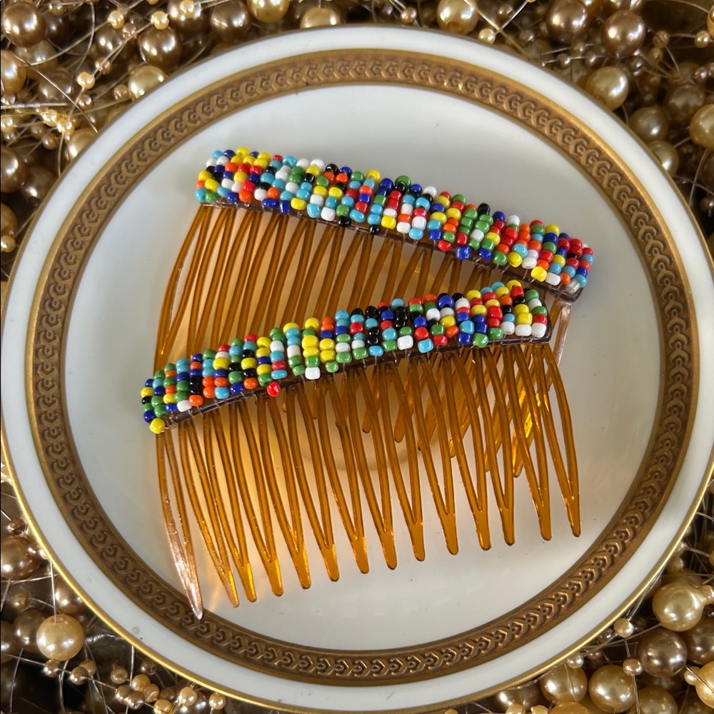 Vintage Southwestern Beaded Hair Combs